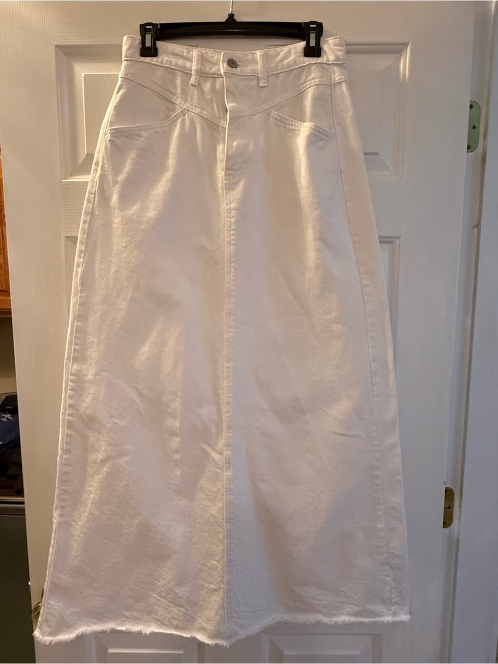 Free People White A-Line Maxi Skirt - Classic Women's Denim Style NWOT Size 0